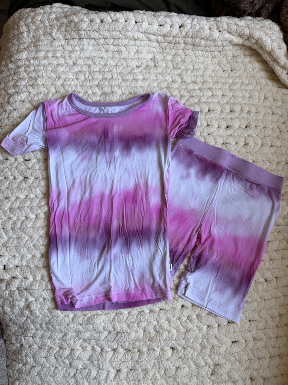 Little Sleepies Pink and Purple Tie-Dye Short Sleeve Pajama Set